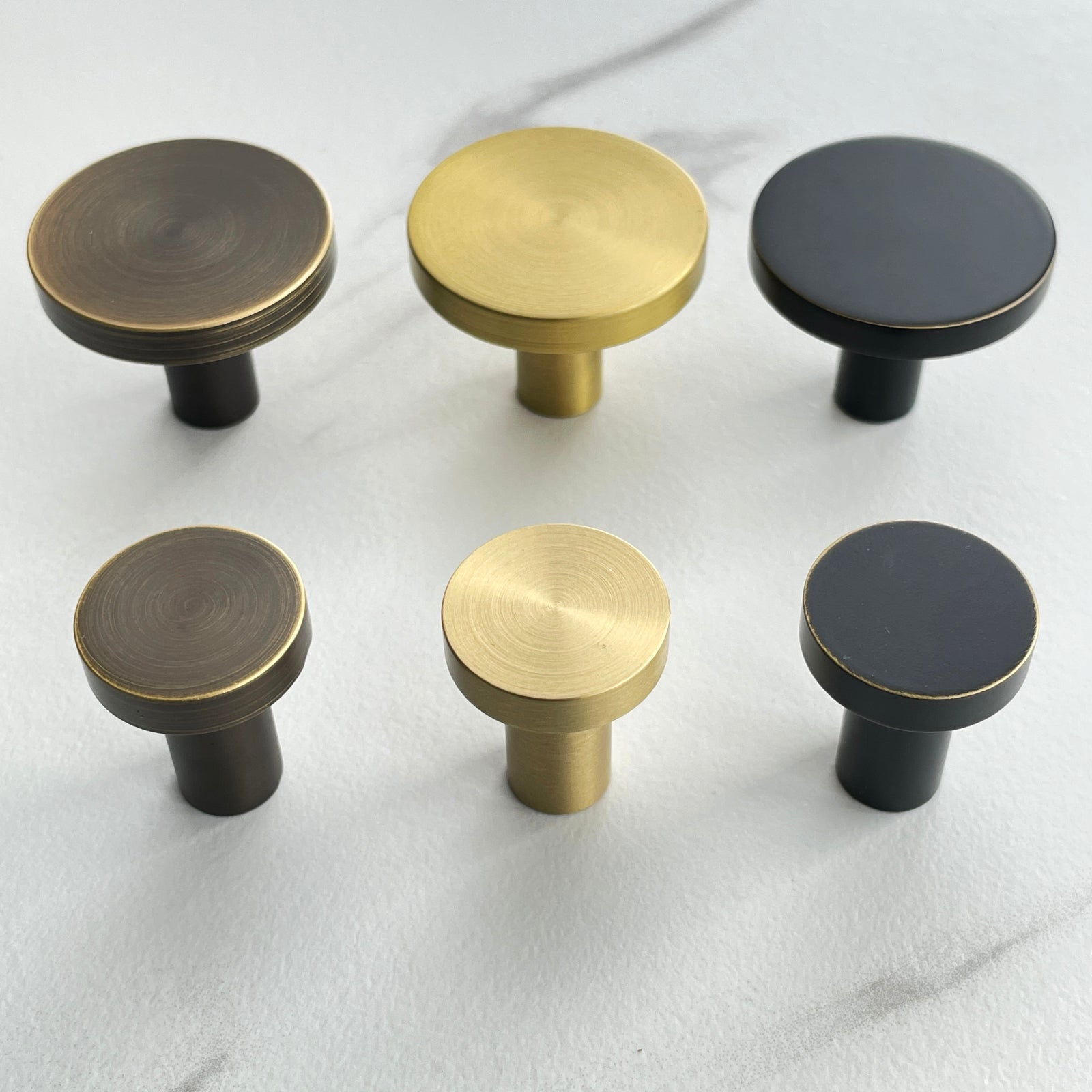 Posh Hardware Shop - Saffle - Brass Round Knobs: Black, Bronze, Gold Posh Hardware Shop - Saffle - Brass Round Knobs: Black, Bronze, Gold