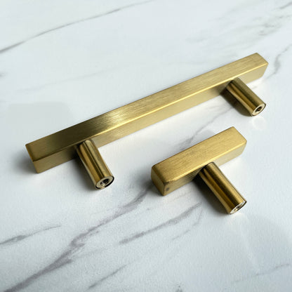 Posh Hardware Shop - Farsund - Brushed Gold T-Bar Handle Pull, Knob Posh Hardware Shop - Farsund - Brushed Gold T-Bar Handle Pull, Knob
